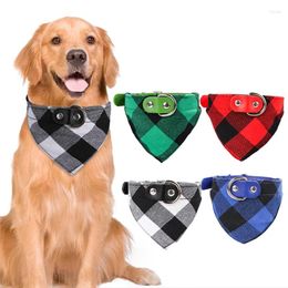 Dog Apparel Classic Lattice Pattern Adjustable Small Dogs Collars S Puppy Slobber Towel Outdoor Cat Collar Fashion Cute BiB For Pets