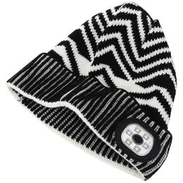 Bandanas LED Knitted Hat Hats For Men Light Up Headlamp Beanie Button With Running Equipment