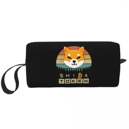 Cosmetic Bags SHiba Token Retro Makeup Bag Pouch Waterproof SHIB Inu Doge Crypto Coin Cryptocurrency Travel Toiletry Small