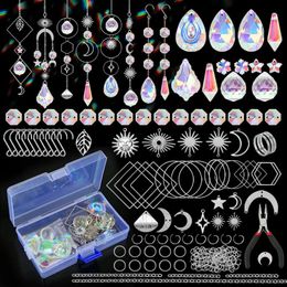 200PCS DIY Suncatcher Making Kits Crystal Prism Sun Catcher Garland Bead Chain Pendant Rainbow Maker Hanging Window Garden Decor 240119