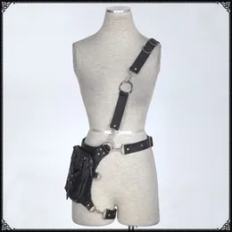 Waist Bags Fanny Pack Thigh Banana Carteras Mujer Leather Steam Punk Gothic Shoulder Bag Women Packs Messenger