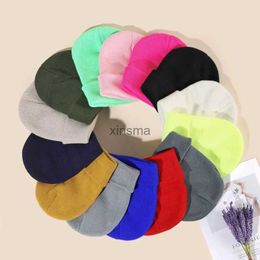 Beanie/Skull Caps Women Men Fluorescent Colour Warm Beanie Hat Autumn Winter Stretch Knitted Crochet Beanies Hat Cap Black Red White Navy Pink YQ240207