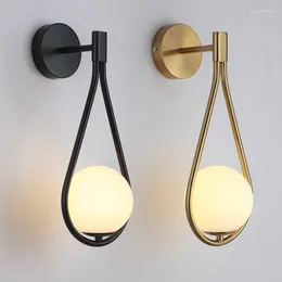 Wall Lamp Nordic Minimalist LED Bathroom Bedside Glass Ball Vintage Lights Artistic Indoor Lighting For Staircase Aisle