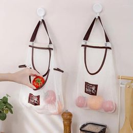 Storage Bags Hang Fruit Mesh Reusable Kitchen Hanging Bag Onion Produce For Wall Vegetable Supplies