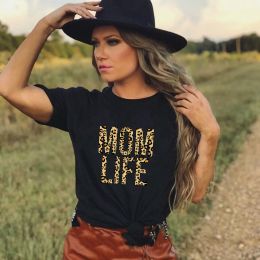 21 color Mom Life Leopard Print Women Summer T-shirts Graphic Harajuku Tees Female Short Sleeve Round Neck Aesthetic Vintage Tshirts Tops C0220