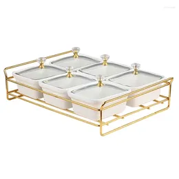 Plates Luxury Fruit Plate Dried Creative Compartment Candy With Lid For Home Use Living Room Coffee Table