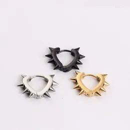 Stud Earrings Alisouy 2PC Steel Black Gold Colour Fashion Jewellery Men Women Stainless Hoop Spike Rivet Heart Ear Punk Cool