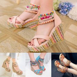 Sandals Summer Women Platform Model Beaded Wedges Shoes For Womens Size 11 Wide