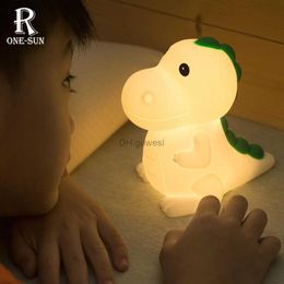 Night Lights LED Night Light Lovely Dinosaur Silicone Light Bedside Decor Colour Changeable Atmosphere Lamp for Kids Holiday YQ240207