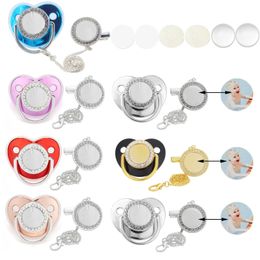 5 Sets Blank Personalised Baby Pacifier Clips Luxury Bling Silicone Pacifier Sublimation Dummy Nipple Teether born Pacifer 240125