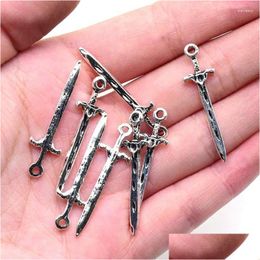 Charms 10Pcs Antique Sword Dagger Zinc Alloy Gothic Punk Knife Earring Bracelet Necklace Pendant Accessory Diy Jewelry Make Drop Del Dhhqe