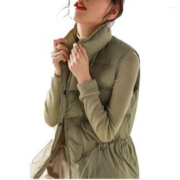 Women's Vests 2024 White Duck Down Vest Coat Green Sleeveless Light Women Bodywarm Windproof Lightweight Warm Waistcoat Female