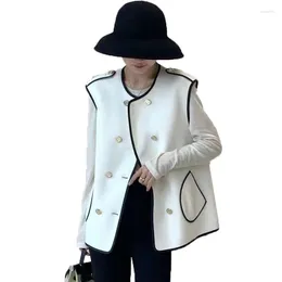 Women's Vests Korean Double Breasted Woolen Vest 2024 Spring Autumn Sleeveless Jacket Double-Sided Waistcoat Tops Female