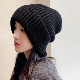 Berets Beanie Hat For Women Warm Winter Loose Big Head Circumference Knitted Hats Women's Oversized Skullies Beanies Christmas Gift