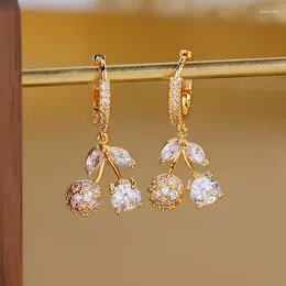 Dangle Earrings Cherry Crystal For Women Temperament Cute All-Match Luxury Designer Jewelry Earring Valentines Day Gift Wedding