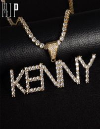 Hip Hop Iced Out Tennis Letters Custom Name Zircon Chain Pendants Necklaces For Men Jewellery With Gold Silver Tennis Chain329n4177884