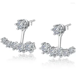 Stud Earrings Real 925 Sterling Silver Fashion Sweet Clear Shiny CZ For Women Daughter Students Gift Jewellery DA2982