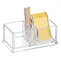 Storage Bottles 2 Compartment Tea Bags Box Acrylic Transparency Rectangle Food Bag Organiser Kitchen Sorting Container