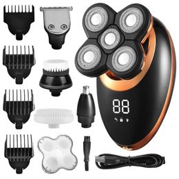 IPX7 Waterproof Electric Shaver Razor for Men Beard Hair Trimmer Rechargeable Bald Head Shaving Machine LCD Display Grooming Kit 240124