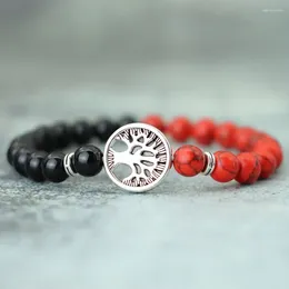 Charm Bracelets 2024 Trendy Mens Tree Of Life Bracelet Bicolor Lucky Stone Braslet Meditation Healing Braclet Hand Accessories For Him