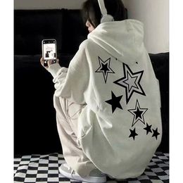 Harajuku Streetwear Sweatshirt Unisex Oversized Y2K Stars Printed Loose Hoodies for Men Grunge E-girls Autumn Winter Cute Tops 240126