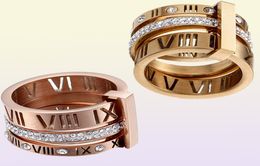 Design Stack Stainless Steel Gold Ring For Women Zircon Diamond Roman Numerals Wedding Engagement Rings55419485312844