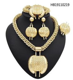 Yulaili New Fashion Dubai Necklace Jewellery Sets for Women Gold Big Pendant Earrings Bracelet Ring Nigeria Wedding Bridal Beautiful8912480