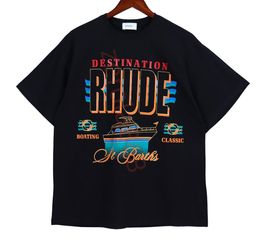 Rhude T- shirt Europe America Mens and Womens T shirt Rhude Designer Brand Clothing Round neck High quality Short Sleeve US Size S-2XL