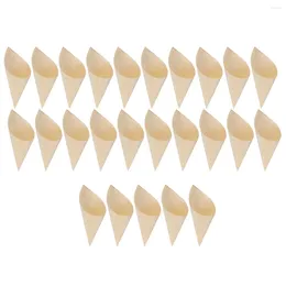 Take Out Containers 25pcs Disposable Wood Appetiser Cones Ice Cream Cups For Party Foods Snacks Nibbles (18 13cm)