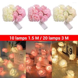 Strings 10/20 LED Flower String Lights Artificial Rose Bouquet Romantic Lamp Fairy Light Garland For Wedding Valentines Day Decor