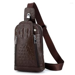 Waist Bags 2024 Fashion Men Alligator Packs Leather Casual Chest Pack Boy Design Package Bag Designer