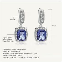 Dangle Chandelier Earrings Gems Ballet 7.2Ct Natural Iolite Blue Mystic Quartz Drop Classic 925 Sterling Sier Fine Jewellery For Wom Dhn9F
