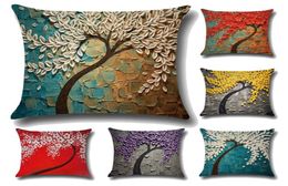 Cushion Cover Vintage Flower Pillow Case Mural Yellow Red Tree Wintersweet Cherry Blossom Home Decorative Throw Pillow Cover5422440