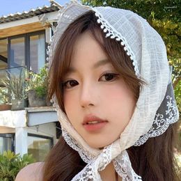 Scarves Women Lace Hair Scarf Korean Retro Triangle Band Headscarf Hat Travel Po Headband Turban Accessories