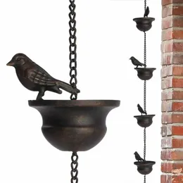 Garden Decorations Rain Chain Birds Shape Chimes For Gutter Roof Decoration Metal Drainage Downspout Tool Decorative Drainer