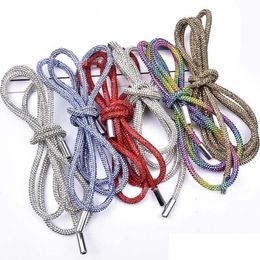 Other Arts And Crafts 2021 Fl Rhinestone Diy Dstring Trousers Rope Cap Ropes Rainbow Shoelace Bling Belt Bowknot Lazy Elastic Shoela Dhlbw