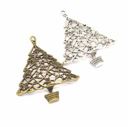 50 pcs large size Christmas Tree charms Marry Christmas Day charms pendant in antique silver bronze silver color6248mm5388082