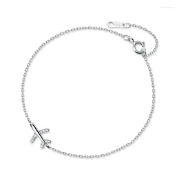 Link Bracelets Women's 925 Sterling Silver Aircraft Zircon Bracelet Simple Fashionable Adjustable Chain Luxury Jewellery Girls Gift