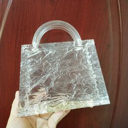 20 new ice box Dinner Bag transparent acrylic hand bag T-shaped dress bag 240207