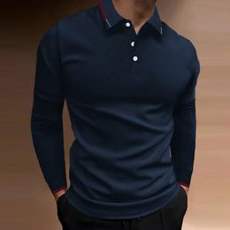 Polo Shirt Men Clothing Autumn Casual Solid Color Top Y2k Sports Fitness Leisure Standing Collar Long Sleeve Blouse Man 2023 240202