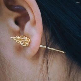 Stud Earrings Chinese Style Design Zen Stick Women's Hollow Long Creative Magic Wand Earpins Rock Ear Accessory