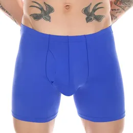 Underpants EUR Size Long Leg Men's Boxers Underwear Sexy Panties Ice Silk Breathable U Pouch Sports Lengthen Male Boxer Shorts
