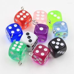 Charms 10pcs Colorful Transparent Lucky Dice 14MM DIY Earring Pendants Miniature Figurines Resin Craft Making Accessories