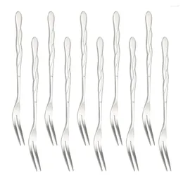 Dinnerware Sets 10 Pcs Fruit Picks For Party Stainless Steel Fork Forks Appetiser Child Reusable