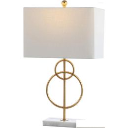 Table Lamps 26 Modern Circle Marble/Metal Led Lamp Classic Glam Bedside Desk Nightstand For Bedroom Living Room Office Colle Lam Dro Dh5Cc