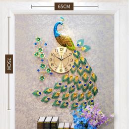 Wall Clocks Peacock Battery Big Clock Hanging Gold Large Design Luxury Horloge Murale Relogio De Parede Digital Home Decor