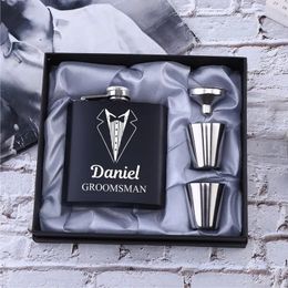 Personalised Flask 6oz Hip Flask Stainless Steel Engrave Flask Man Groom Gift White Box Packing Wedding Customised 240118