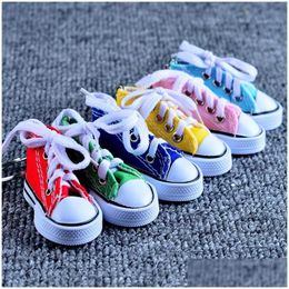 Key Rings 30Pcs 3D Novelty Canvas Sneaker Tennis Shoe Keychain Chain Party Jewelry Chains Fashion Keyring Pendant Ring Accessories D Otykl