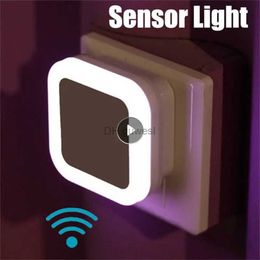 Night Lights LED Night Light Smart Motion Sensor Lamp EU UK US Plug Mini Lights For Hallway Corridors Stairs Bedside Lamp YQ240207