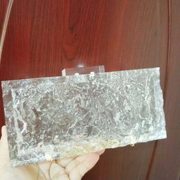 20 New Ice Crack Box Dinner Bag INS Wind Transparent Acrylic Handheld Bag Dress Bag 240207